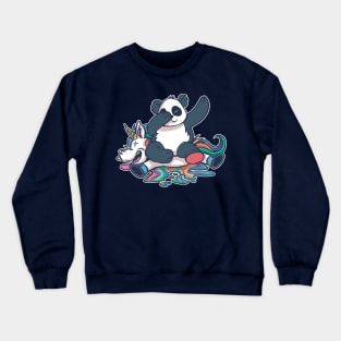 Dabbing Panda Smashing Unicorn Funny Crewneck Sweatshirt